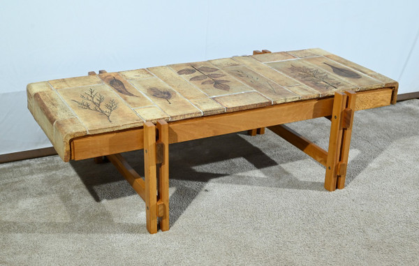 Table Basse en Grès de Vallauris, signée R.Capron, Collection « Les Herbiers » – 1960