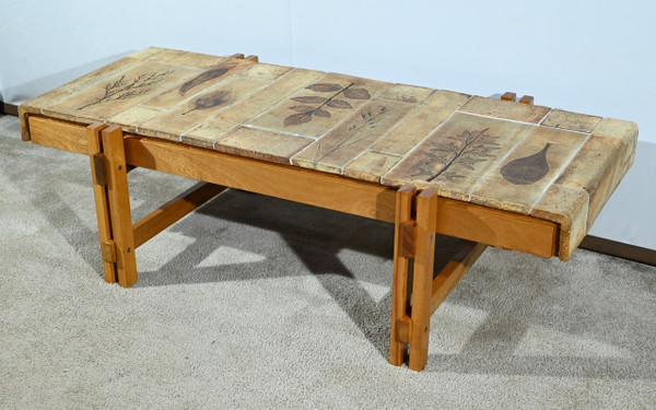 Table Basse en Grès de Vallauris, signée R.Capron, Collection « Les Herbiers » – 1960