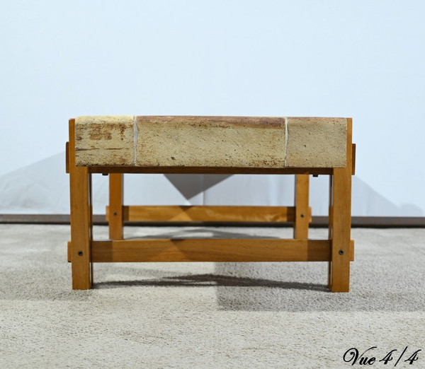 Table Basse en Grès de Vallauris, signée R.Capron, Collection « Les Herbiers » – 1960