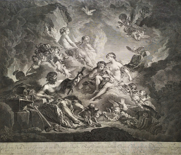 Gravure Mythologique Vulcain et  Vénus d'Après Boucher 18ème 