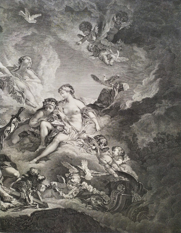 Gravure Mythologique Vulcain et  Vénus d'Après Boucher 18ème 