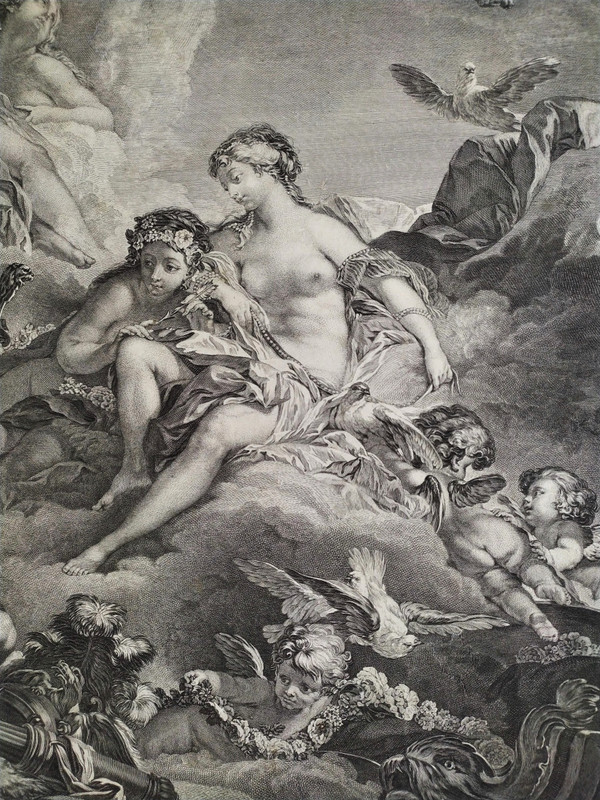 Gravure Mythologique Vulcain et  Vénus d'Après Boucher 18ème 