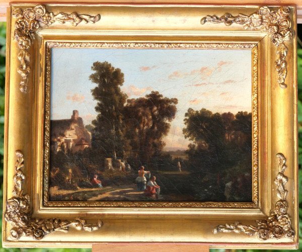 André MALATHIER, Landscape with washerwomen, light effect, painting, c. 1840-45