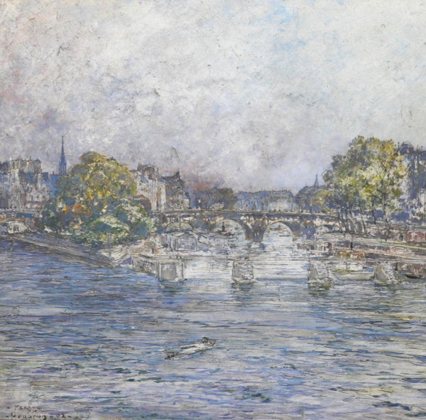 Frédéric HOUBRON 1851-1908 Paris, l'écluse de la Monnaie, painting, 1902