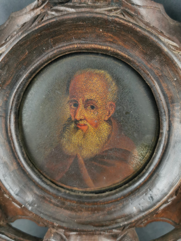 bearded man, miniature on cardboard 19th century