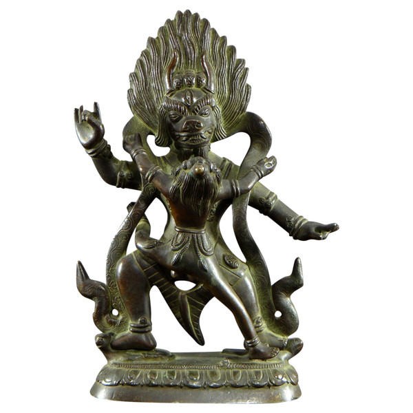 Tibet, premier tiers du XXème siècle, intéressant groupe en bronze figurant Yama.