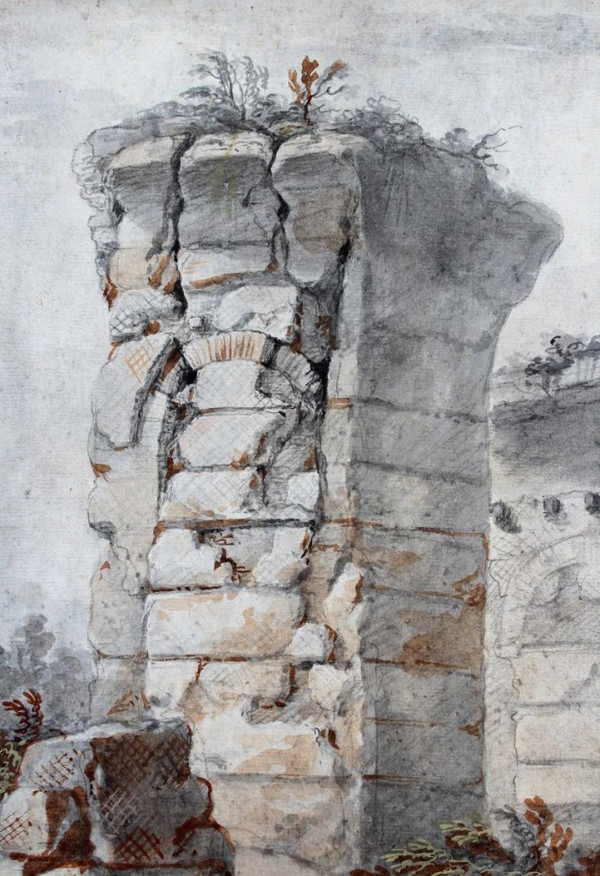 Charles Louis CLERISSEAU 1721-1820 Ancient ruin, drawing