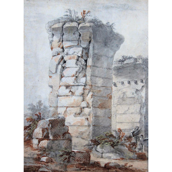 Charles Louis CLERISSEAU 1721-1820 Ancient ruin, drawing