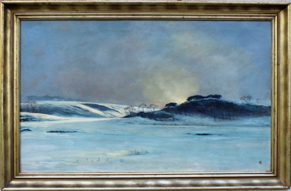 André Paul LEROUX, 1870-1950, Snow landscape near Fécamp, painting, circa 1930