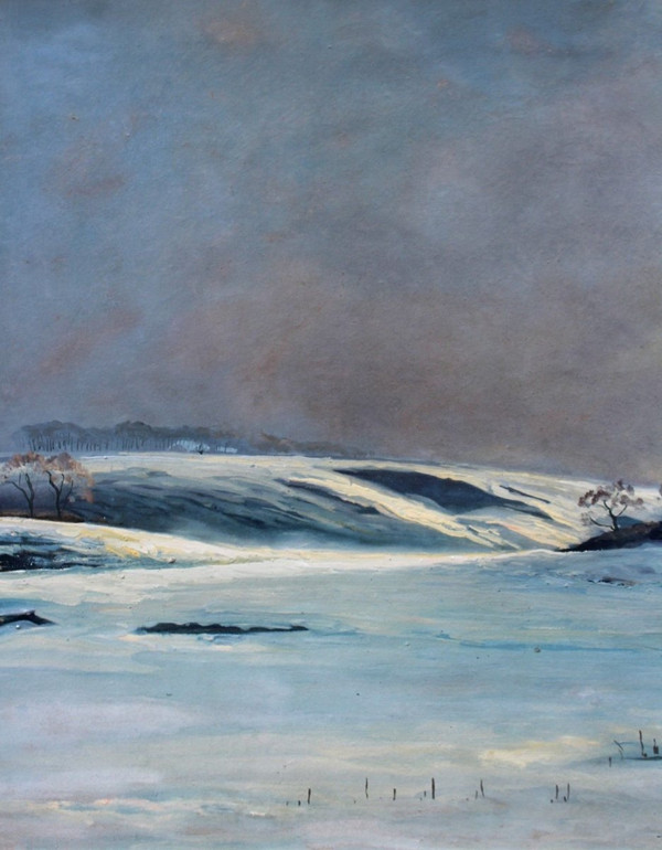 André Paul LEROUX, 1870-1950, Snow landscape near Fécamp, painting, circa 1930