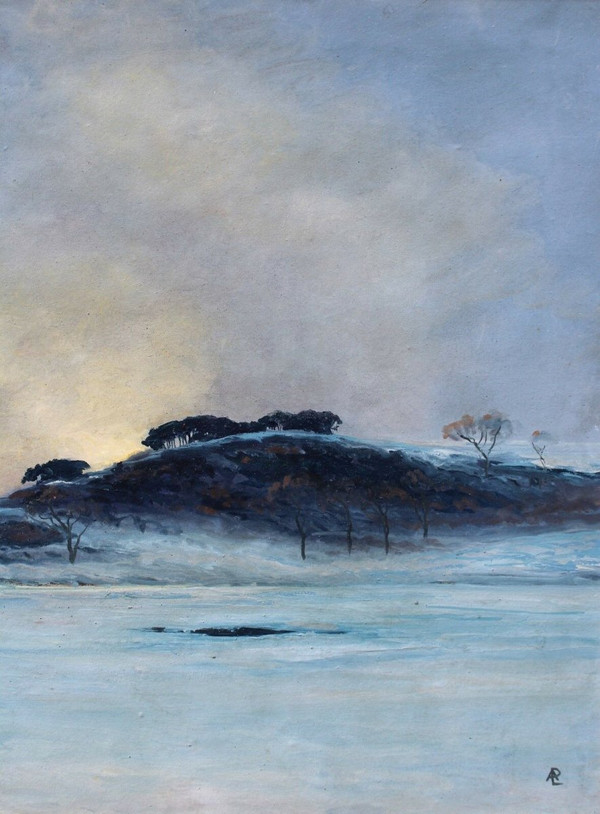 André Paul LEROUX, 1870-1950, Snow landscape near Fécamp, painting, circa 1930