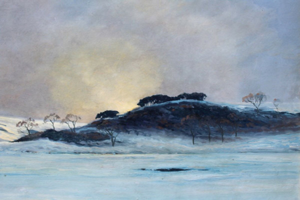 André Paul LEROUX, 1870-1950, Snow landscape near Fécamp, painting, circa 1930