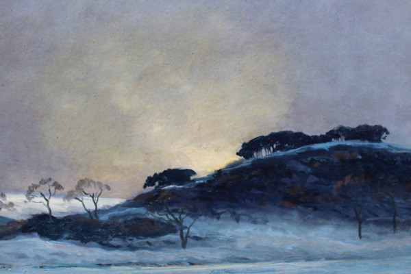 André Paul LEROUX, 1870-1950, Snow landscape near Fécamp, painting, circa 1930