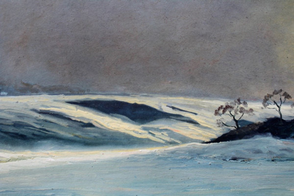 André Paul LEROUX, 1870-1950, Snow landscape near Fécamp, painting, circa 1930