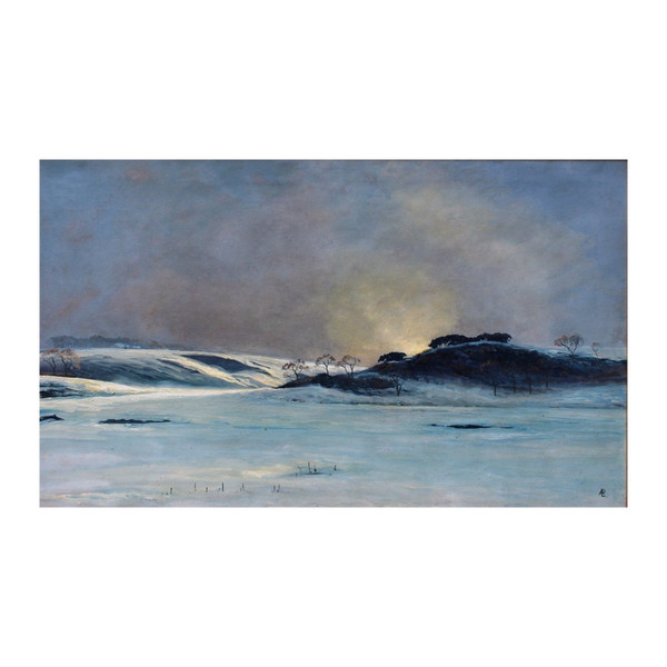 André Paul LEROUX, 1870-1950, Snow landscape near Fécamp, painting, circa 1930