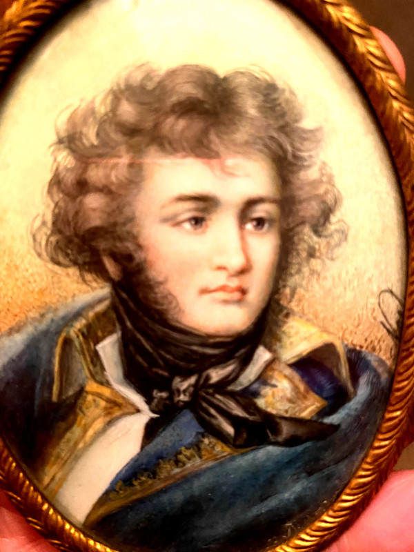 Miniature portrait on ivory of General Jean Baptiste Klébert, signed L. Nel early 19th bronze frame