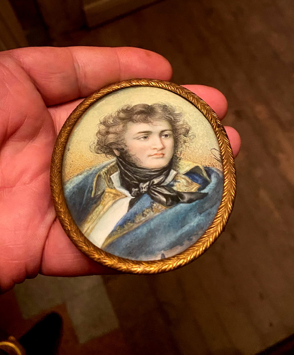 Miniature portrait on ivory of General Jean Baptiste Klébert, signed L. Nel early 19th bronze frame