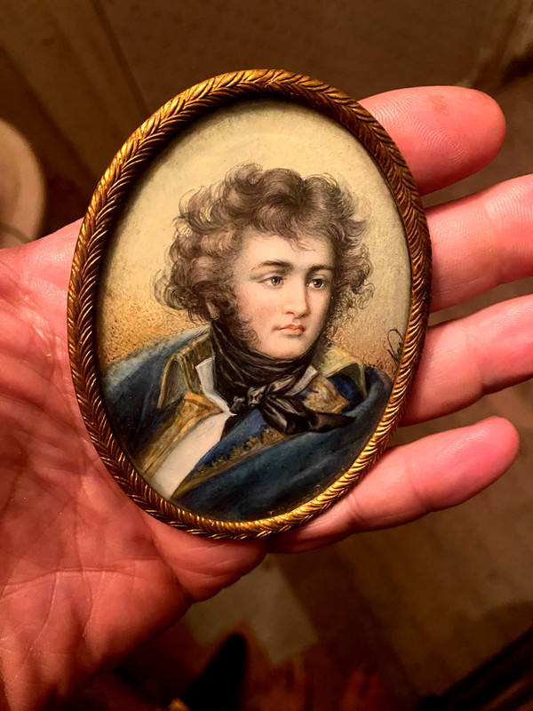 Miniature portrait on ivory of General Jean Baptiste Klébert, signed L. Nel early 19th bronze frame