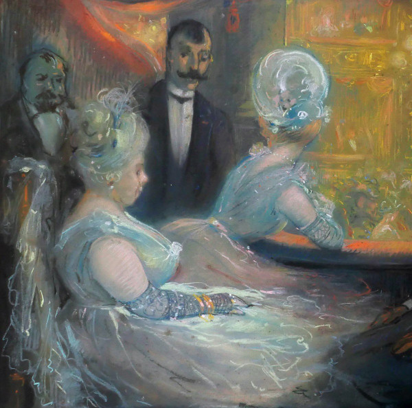 Léon DAX (19.-20. Jahrhundert) In den Logen der Oper, großes Pastell, um 1890-95