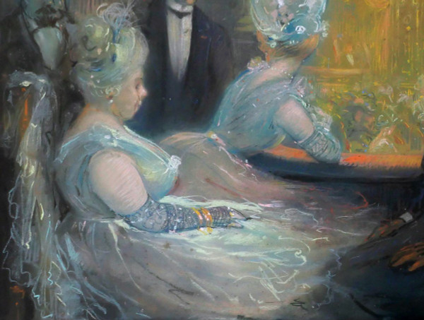 Léon DAX (19.-20. Jahrhundert) In den Logen der Oper, großes Pastell, um 1890-95