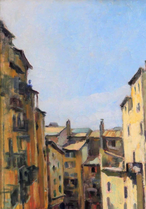 Paul CORDONNIER (1878-1963) Bella, veduta della città vecchia, 1910-20 circa