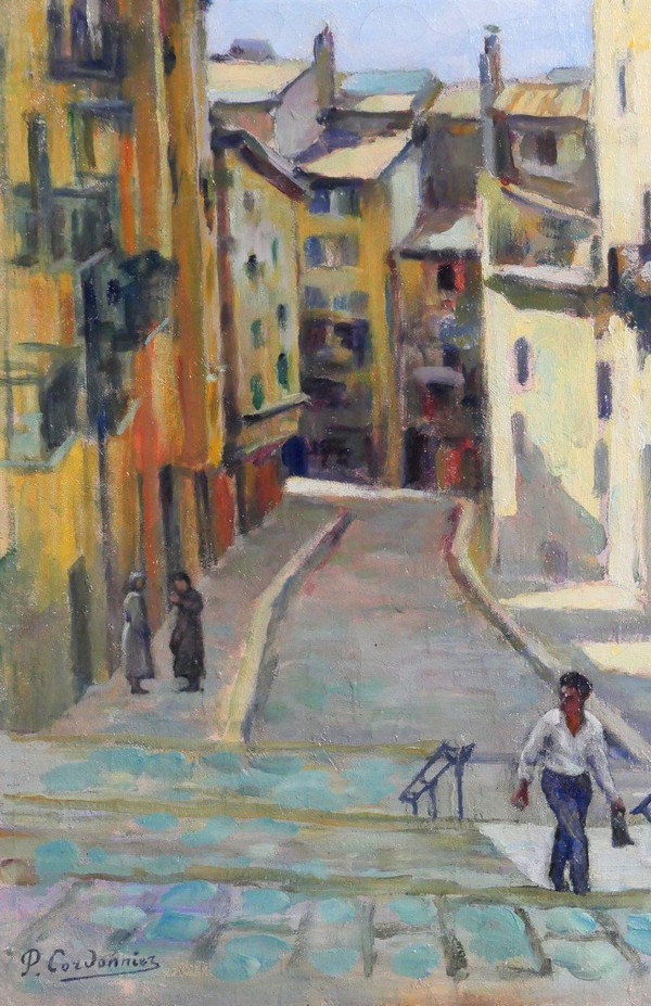 Paul CORDONNIER (1878-1963) Bella, veduta della città vecchia, 1910-20 circa