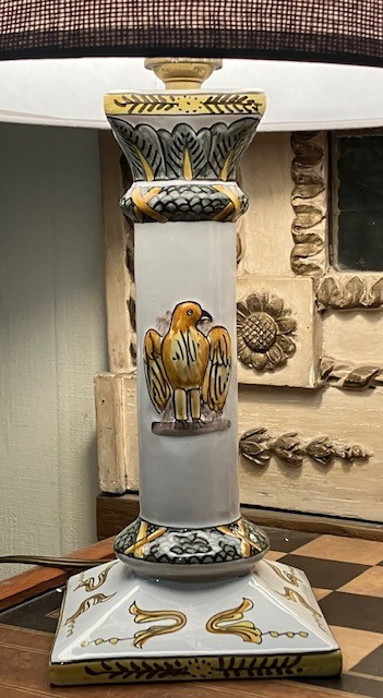 Antique Quimper earthenware lamp from the late 19th century