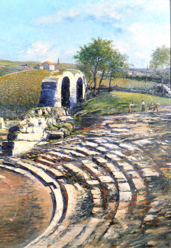 Camille GRETH 1895-1942 The Roman Theatre of Vaison-la-Romaine, painting, c. 1920-30