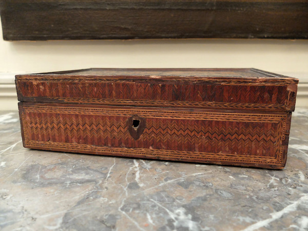 Straw marquetry box - 19th century