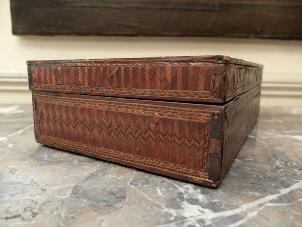 Straw marquetry box - 19th century