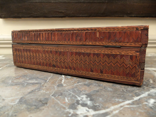 Straw marquetry box - 19th century