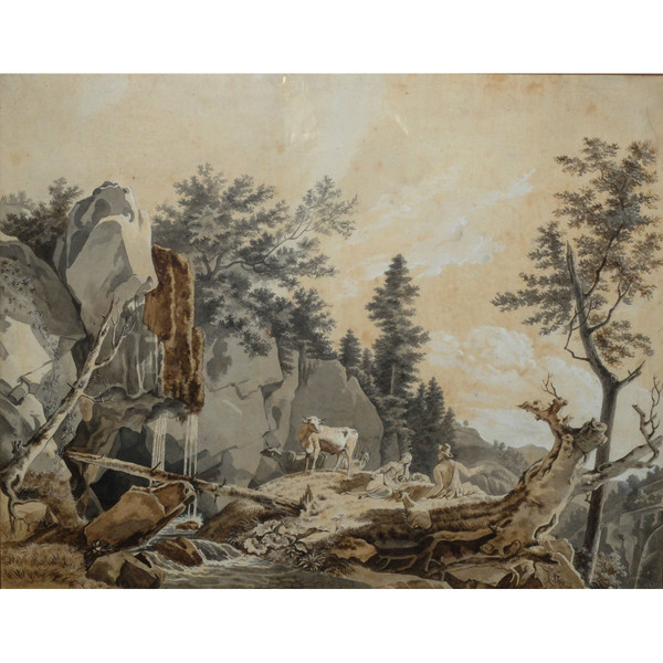 18th century drawing - Pastoral scene