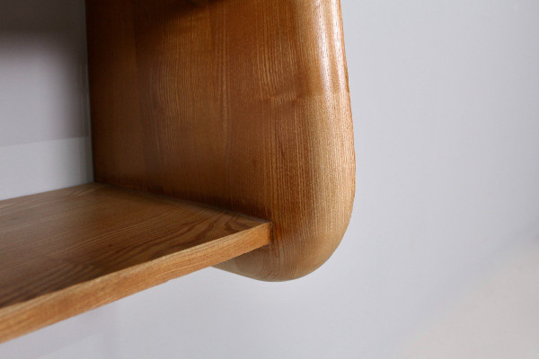 Elm wood secretary and hanging shelf.