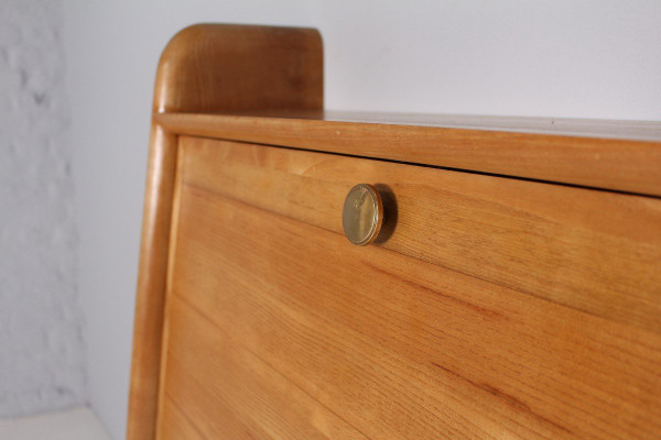 Elm wood secretary and hanging shelf.