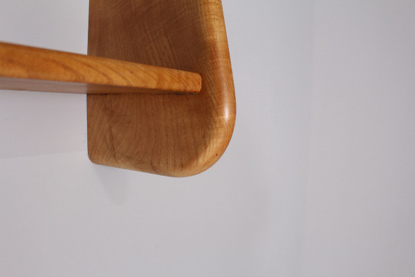 Elm wood secretary and hanging shelf.