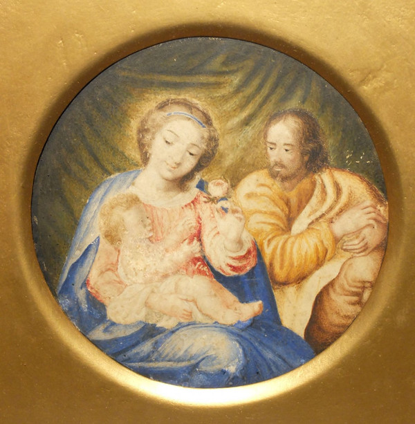 "The Holy Family" 17th century gouache