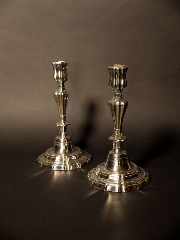 Pair of silver candlesticks from the Louis XV period