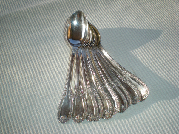 12 lovely mocha spoons in solid silver 800 goldsmith F.LLIA & C.BAGLIANI, Alexandria, Italy