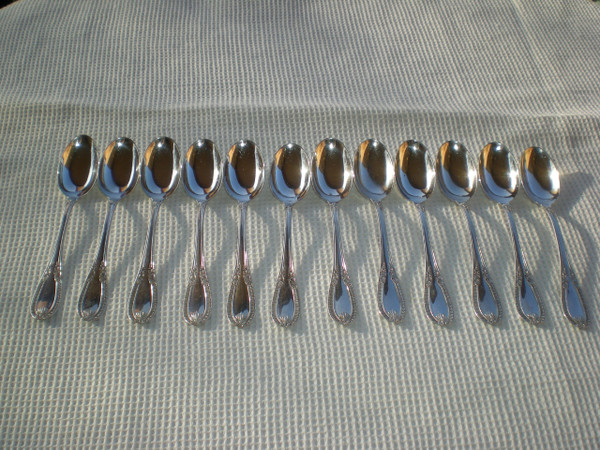 12 lovely mocha spoons in solid silver 800 goldsmith F.LLIA & C.BAGLIANI, Alexandria, Italy