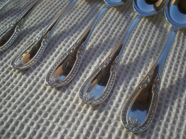 12 lovely mocha spoons in solid silver 800 goldsmith F.LLIA & C.BAGLIANI, Alexandria, Italy