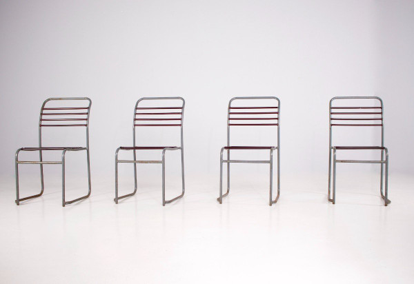 4 Chaises “sandow” Style Bruno Pollak