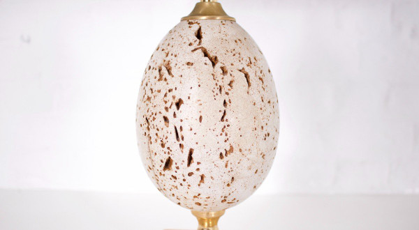 Barber Style Travertine ‘Ostrich Egg’ Lamp