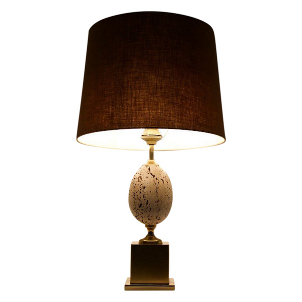 Barber Style Travertine ‘Ostrich Egg’ Lamp