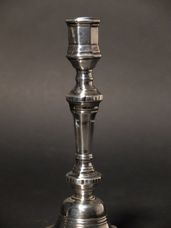 Pair of 18th century candlesticks in silver metal