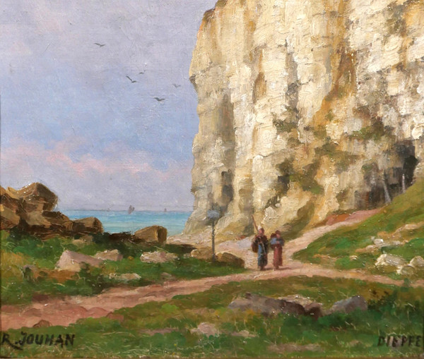 René JOUHAN 1835-1927 Landscape of Dieppe (Normandy), painting, circa 1890-1900