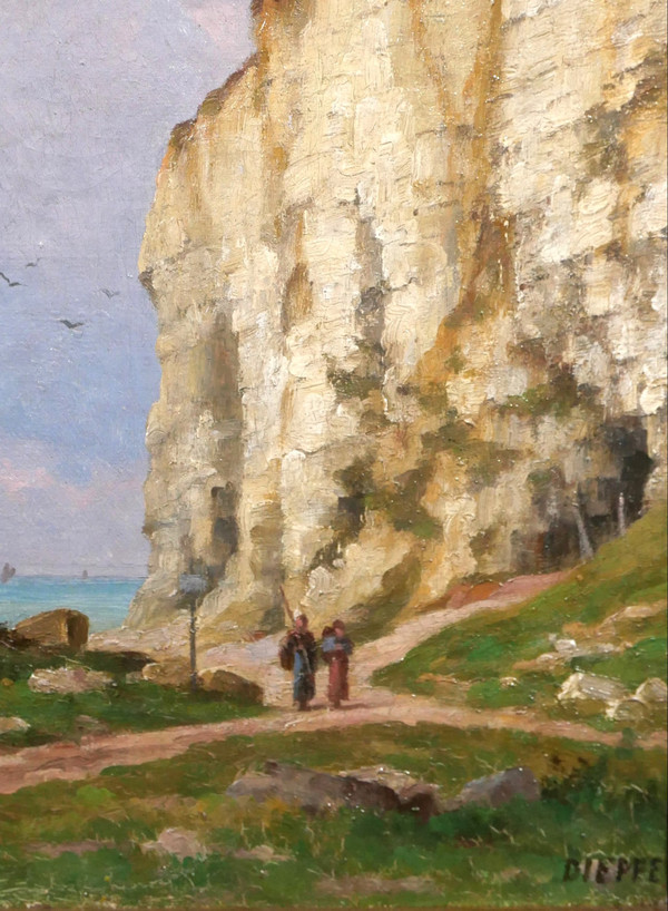 René JOUHAN 1835-1927 Landscape of Dieppe (Normandy), painting, circa 1890-1900