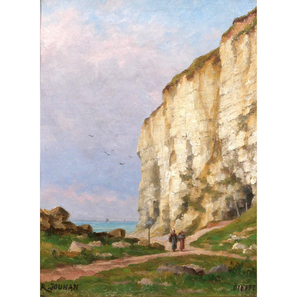 René JOUHAN 1835-1927 Landscape of Dieppe (Normandy), painting, circa 1890-1900