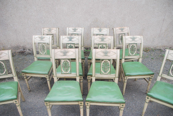 Suite Of 12 Directoire Lacquered Chairs