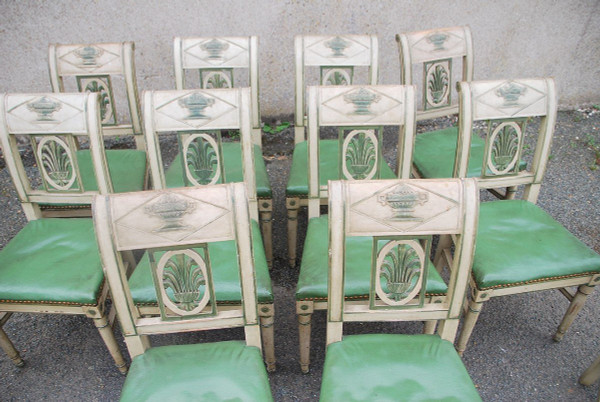 Suite Of 12 Directoire Lacquered Chairs