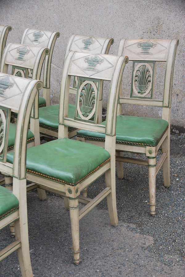 Suite Of 12 Directoire Lacquered Chairs